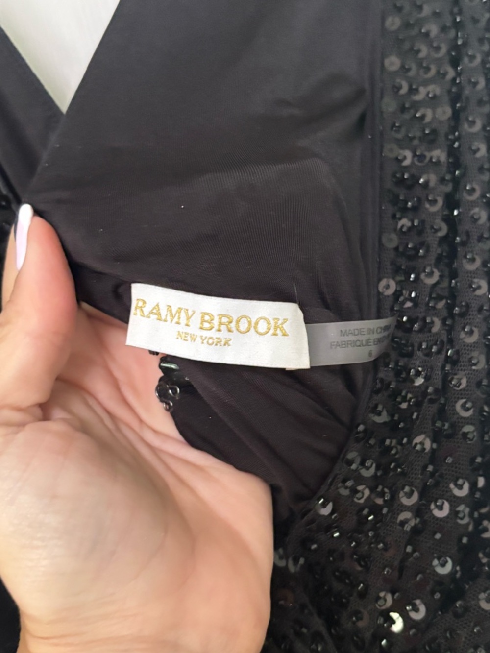 Ramy Brook Black Sequin Twist-Front V-Neck Midi Dress - Picture 8 of 8
